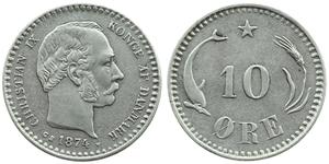 10 Ore Danimarca  Cristiano IX di Danimarca (1818-1906)