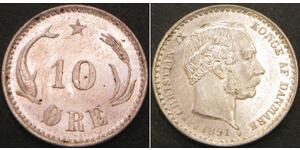 10 Ore Danimarca  Cristiano IX di Danimarca (1818-1906)