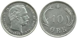 10 Ore Danimarca  Cristiano IX di Danimarca (1818-1906)