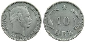 10 Ore Danimarca  Cristiano IX di Danimarca (1818-1906)