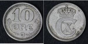 10 Ore Danimarca  Cristiano X di Danimarca (1870 - 1947)