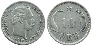 10 Ore Danimarca  Cristiano IX di Danimarca (1818-1906)