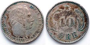 10 Ore Denmark  Christian IX of Denmark (1818-1906)