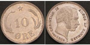 10 Ore Denmark  Christian IX of Denmark (1818-1906)