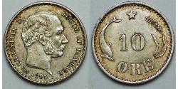 10 Ore Dinamarca  Christian IX de Dinamarca (1818-1906)