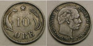 10 Ore Dinamarca  Christian IX de Dinamarca (1818-1906)