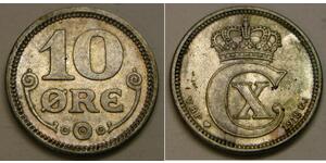 10 Ore Dinamarca  Cristián X de Dinamarca (1870 - 1947)