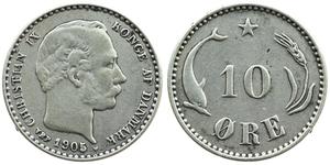 10 Ore Dinamarca  Christian IX de Dinamarca (1818-1906)