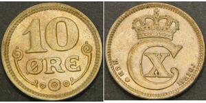 10 Ore Dinamarca  Cristián X de Dinamarca (1870 - 1947)