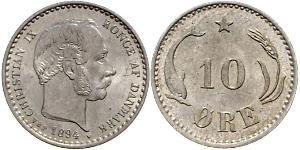 10 Ore Dinamarca  Christian IX de Dinamarca (1818-1906)