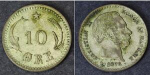 10 Ore Dinamarca  Christian IX de Dinamarca (1818-1906)