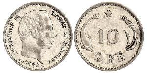 10 Ore Dinamarca  Christian IX de Dinamarca (1818-1906)