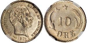 10 Ore Dinamarca  Christian IX de Dinamarca (1818-1906)
