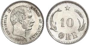 10 Ore Dinamarca  Christian IX de Dinamarca (1818-1906)