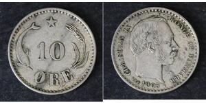 10 Ore Dinamarca  Christian IX de Dinamarca (1818-1906)