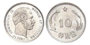 10 Ore Dinamarca  Christian IX de Dinamarca (1818-1906)