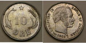 10 Ore Dinamarca  Christian IX de Dinamarca (1818-1906)