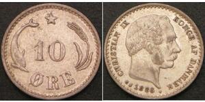 10 Ore Dinamarca  Christian IX de Dinamarca (1818-1906)