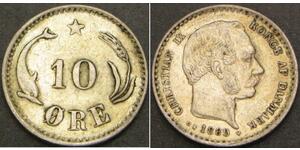 10 Ore Dinamarca  Christian IX de Dinamarca (1818-1906)