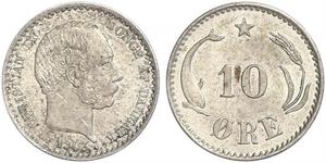 10 Ore Dinamarca  Christian IX de Dinamarca (1818-1906)