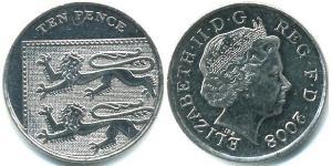 10 Penny Feriind Kiningrik (1922-) Cuivre/Nickel Elizabeth II (1926-2022)