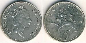 10 Penny Reino Unido (1922-) Níquel/Cobre Isabel II (1926-2022)