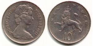 10 Penny Regno Unito (1922-) Rame/Nichel Elisabetta II (1926-2022)