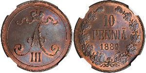 10 Penny Granducato di Finlandia (1809 - 1917)  Alessandro III (1845 -1894)