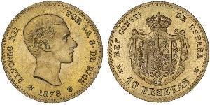 10 Peseta Kingdom of Spain (1874 - 1931) Oro Alfonso XII of Spain (1857 -1885)