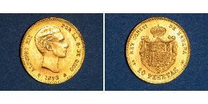 10 Peseta Kingdom of Spain (1874 - 1931) 金 Alfonso XII of Spain (1857 -1885)