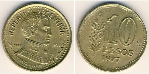 10 Peso República Argentina (1861 - ) Aluminio/Bronce 