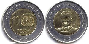 10 Peso Dominikanische Republik Bimetall 