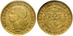10 Peso Vereinigte Staaten von Kolumbien (1863 - 1886) Gold 