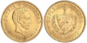 10 Peso Cuba Oro Jose Julian Marti Perez (1853 - 1895) 