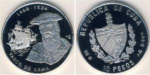 10 Peso Cuba (1898 - ) Plata Vasco da Gama (1460 -1524)