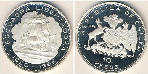 10 Peso Chile Silver 
