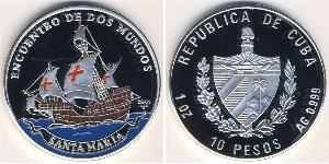 10 Peso Cuba (1898 - ) Silver 