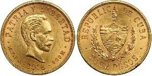 10 Peso Cuba 金 Jose Julian Marti Perez (1853 - 1895) 