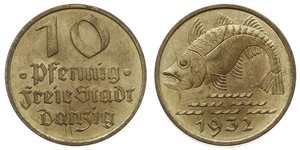 10 Pfennig Gdansk (1454-1793) Aluminio/Bronce 