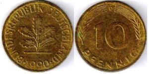 10 Pfennig Geschichte der Bundesrepublik Deutschland (1949-1990) Messing/Stahl 