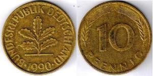 10 Pfennig Geschichte der Bundesrepublik Deutschland (1949-1990) Messing/Stahl 