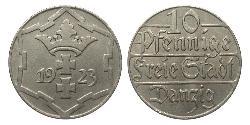 10 Pfennig Gdansk (1920-1939) Níquel/Cobre 
