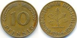 10 Pfennig Germania Ovest (1949-1990) Ottone/Acciaio 