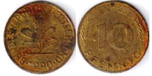 10 Pfennig 西德 (1949 - 1990) Steel/黃銅 