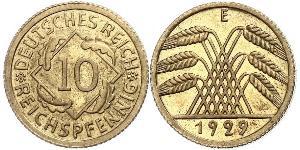 10 Pfennig / 10 Reichpfennig Weimar Republic (1918-1933) Brass 