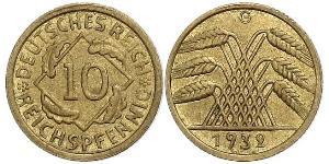 10 Pfennig / 10 Reichpfennig República de Weimar (1918-1933) Latón 