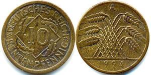 10 Pfennig / 10 Reichpfennig Repubblica di Weimar (1918-1933) Ottone 