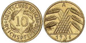 10 Pfennig / 10 Reichpfennig Repubblica di Weimar (1918-1933) Ottone 
