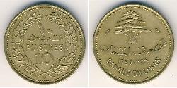 10 Piastre Líbano (1943 - ) Bronce 