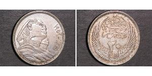 10 Piastre Königreich Ägypten (1922 - 1953) Silber 
